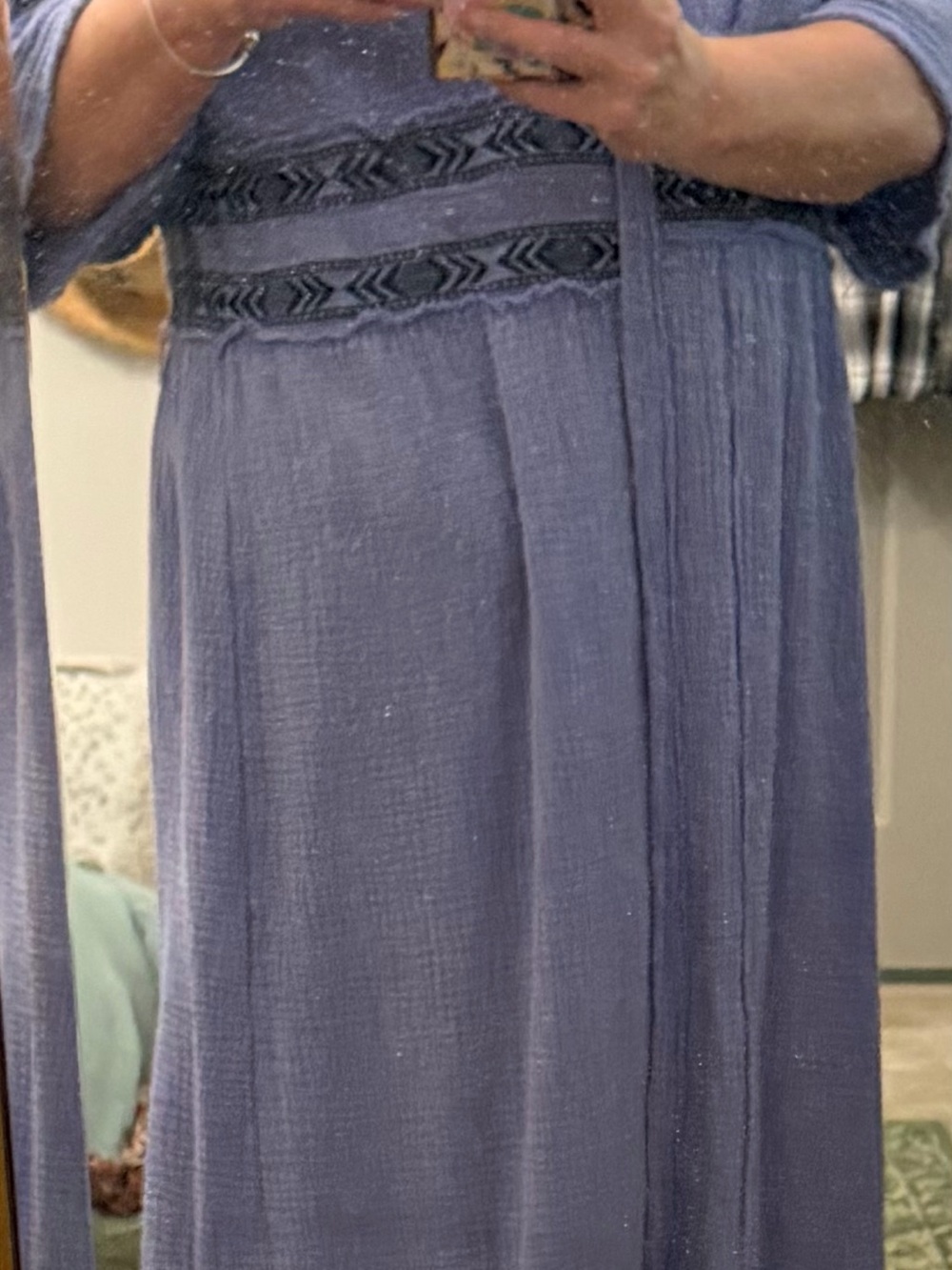 POL Lavender Boho Embroidered Waist Tunic duster
